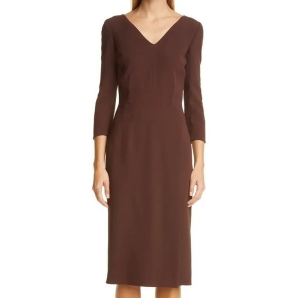 Dolce&Gabbana Cady long sleeve Sheath Dress in Maroon Size 10 - Picture 2 of 13